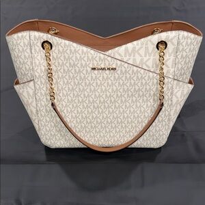 Michael Kors Tan and Cream Tote Bag